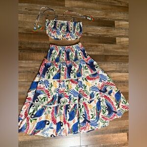 House Of Harlow linen parrot set size M